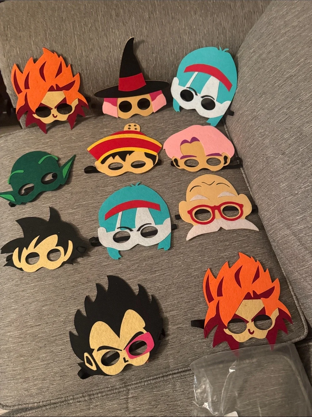 ***2/$15***  11 Colorful Felt Cartoon Character Masks - Assorted Faces